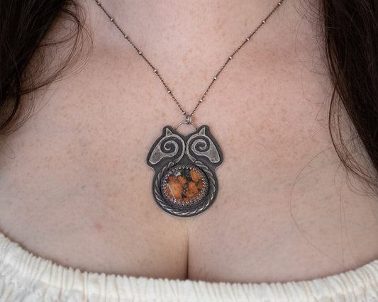 Eorlingas Necklace | 2" pendant with Maligano Jasper | 20" chain